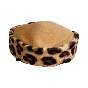 HAT VINTAGE WOMENS LEOPARD PILL BOX CAP